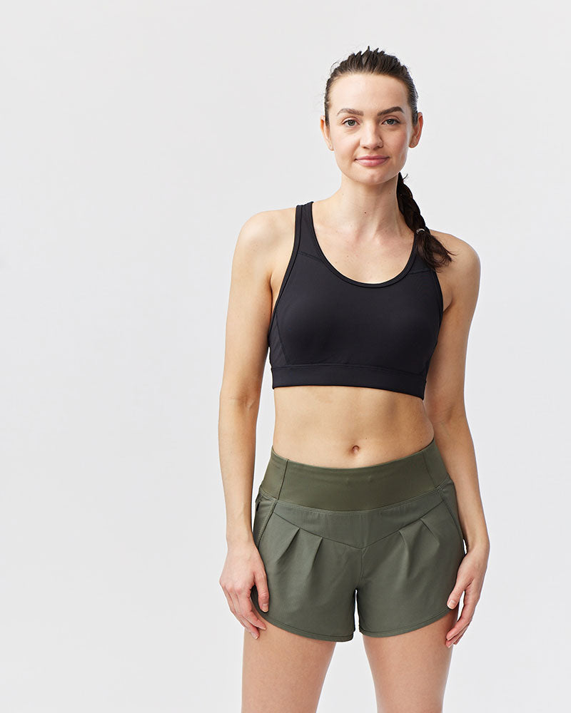 Sheva Women's High Rise Running Shorts - Dark Moss