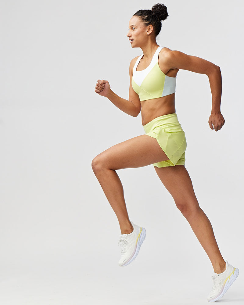 Sheva Women's High Rise Running Shorts - Limelight