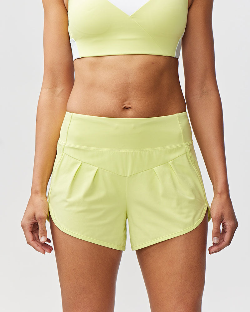 Sheva Women's High Rise Running Shorts - Limelight