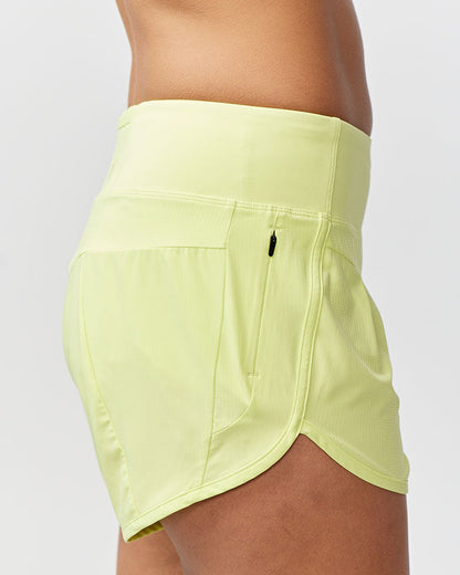 Sheva Women's High Rise Running Shorts - Limelight