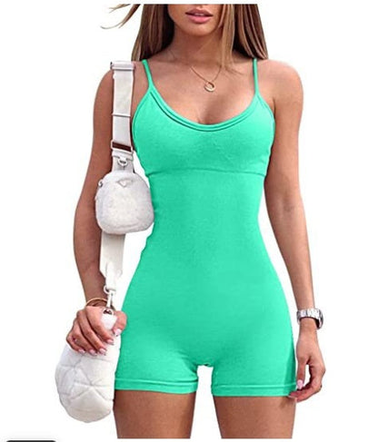 Women’s Spaghetti Strap Yoga Jumpsuit – Fitness Workout Romper