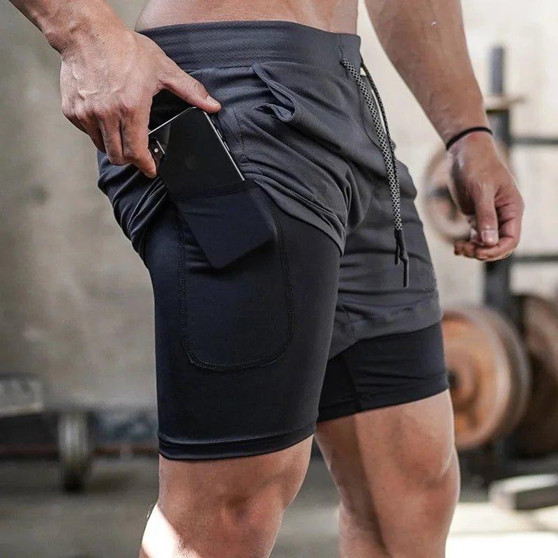 Men’s Camo 2-in-1 Gym Shorts – Quick Dry Running & Training