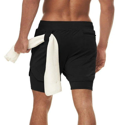 Men’s Camo 2-in-1 Gym Shorts – Quick Dry Running & Training