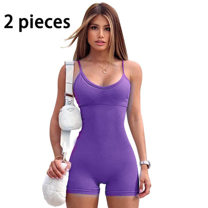 Women’s Spaghetti Strap Yoga Jumpsuit – Fitness Workout Romper