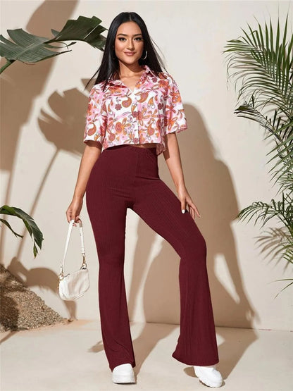 Full Size High-Waist Flare Active Pants Plus Size