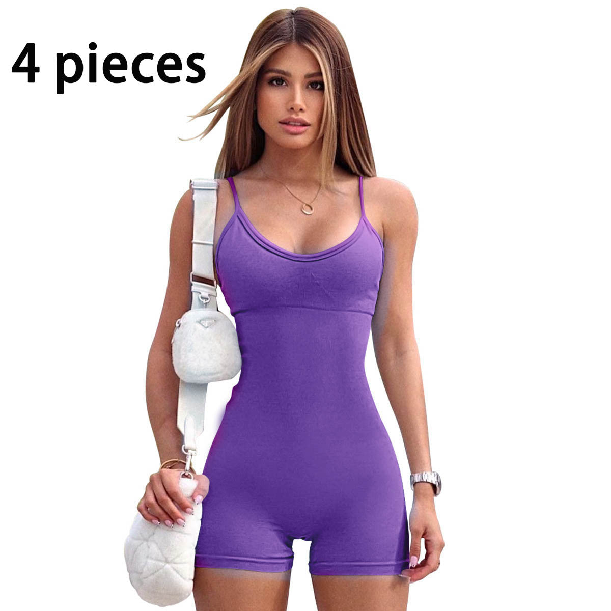 Women’s Spaghetti Strap Yoga Jumpsuit – Fitness Workout Romper