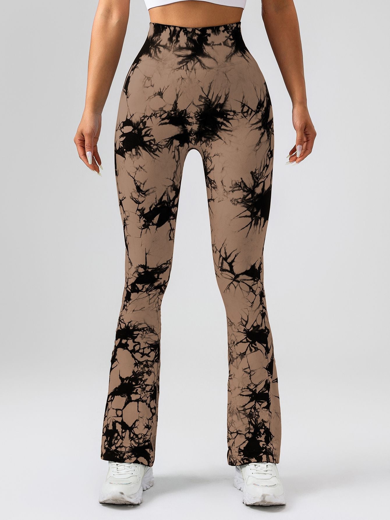 High-Waist Tie-Dye Yoga Pants – Tummy Control Flare Workout Leggings