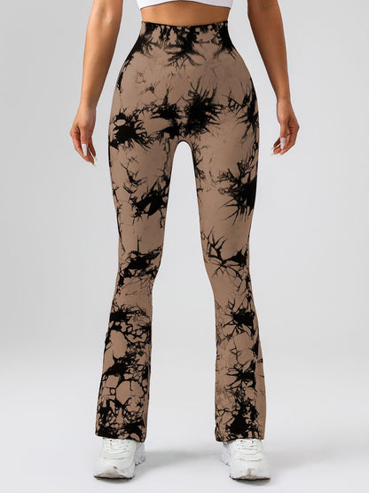 High-Waist Tie-Dye Yoga Pants – Tummy Control Flare Workout Leggings