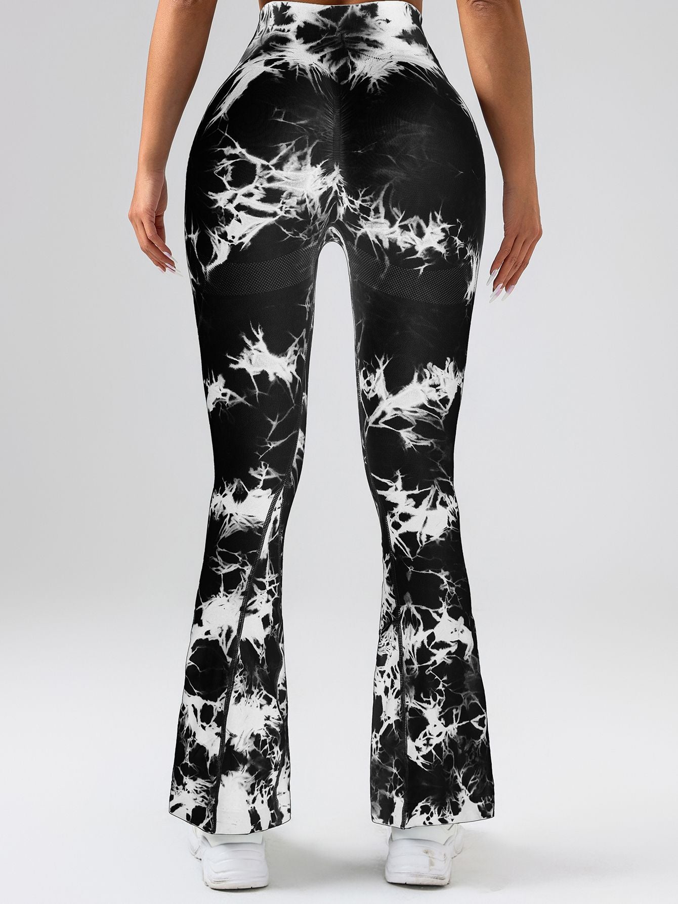 High-Waist Tie-Dye Yoga Pants – Tummy Control Flare Workout Leggings