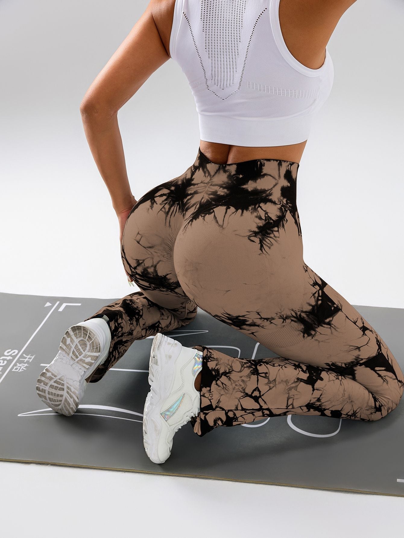 High-Waist Tie-Dye Yoga Pants – Tummy Control Flare Workout Leggings