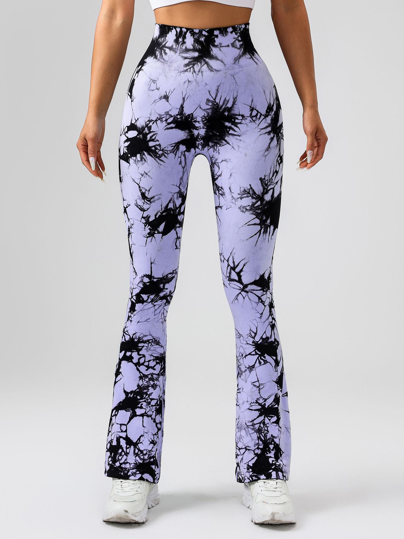 High-Waist Tie-Dye Yoga Pants – Tummy Control Flare Workout Leggings