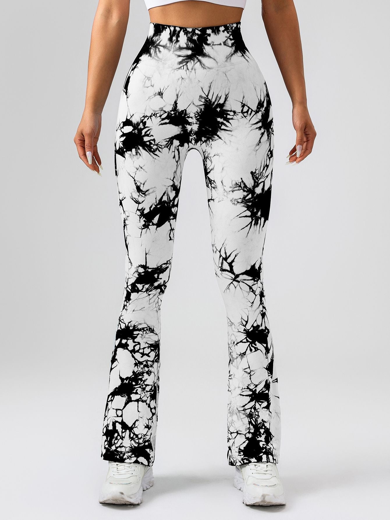 High-Waist Tie-Dye Yoga Pants – Tummy Control Flare Workout Leggings