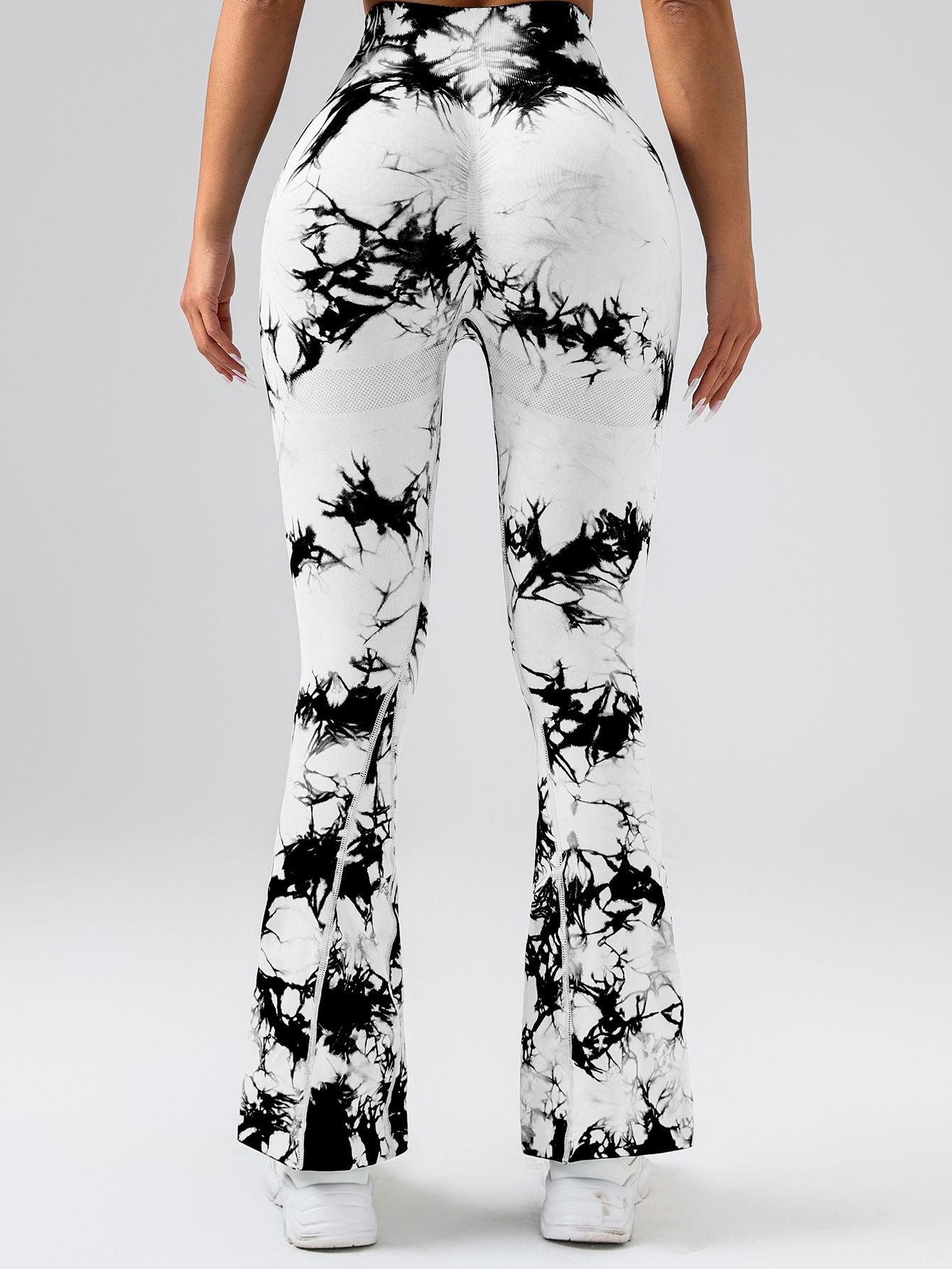 High-Waist Tie-Dye Yoga Pants – Tummy Control Flare Workout Leggings