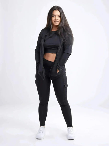 Athletic Fitted Zip-Up Hoodie Jacket with Pockets