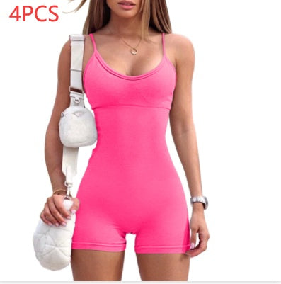 Women’s Spaghetti Strap Yoga Jumpsuit – Fitness Workout Romper