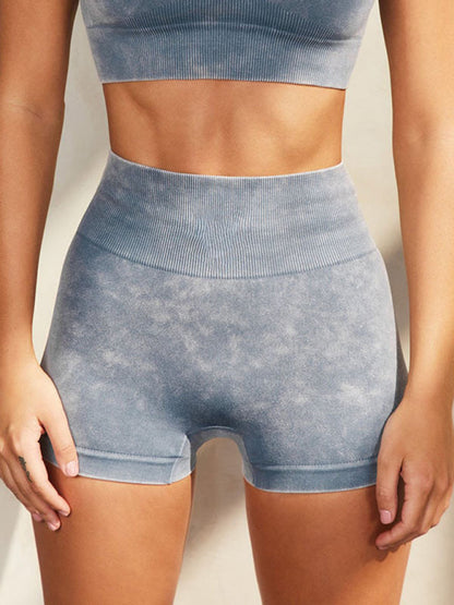 Women's Multi-Color Yoga Sports Short Sleeve & Shorts Set