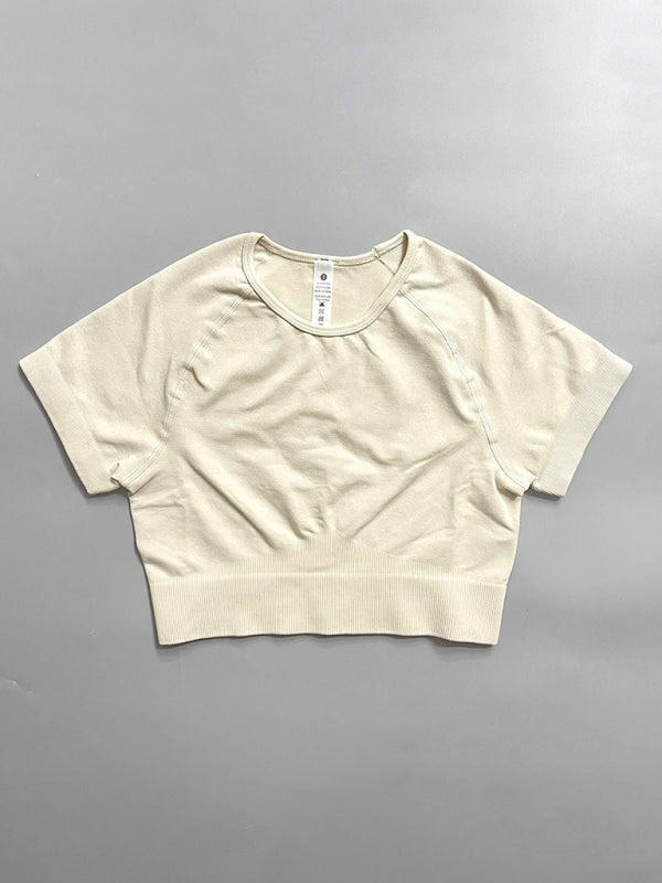 Women's Multi-Color Yoga Sports Short Sleeve & Shorts Set