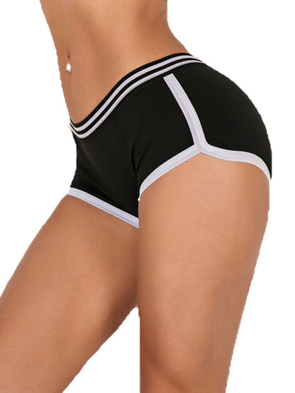Women’s Leopard Print Yoga Shorts – Striped Elastic Sportswear