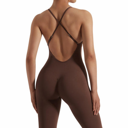 RUUHEE Women's Brown Seamless Backless Tummy Control Jumpsuit Size XL