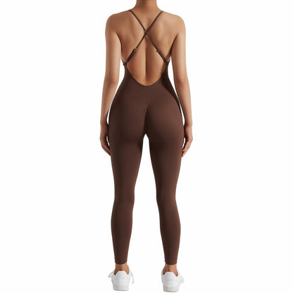 RUUHEE Women's Brown Seamless Backless Tummy Control Jumpsuit Size XL