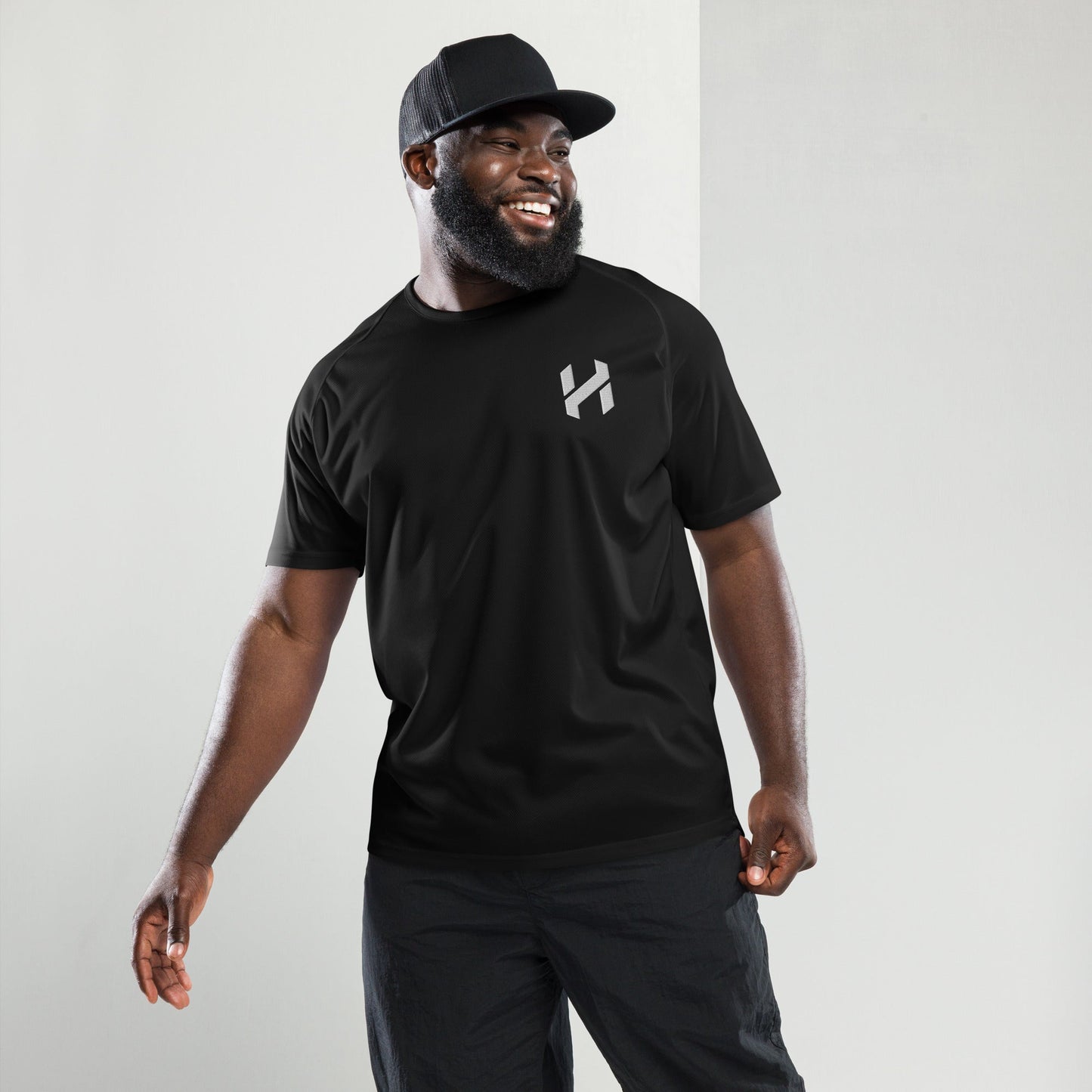 ShopHnH Men’s Performance Jersey – Black Athletic Mesh Workout Shirt